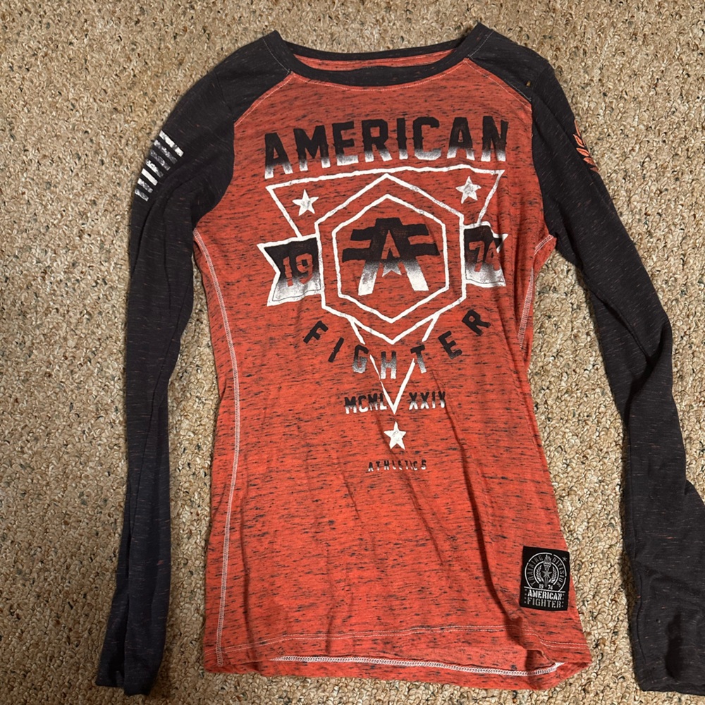 American Fighter Orange and Black Graphic Tee
